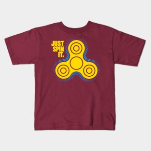 Fidget Spinner Just Spin It Azure/Yellow Kids T-Shirt